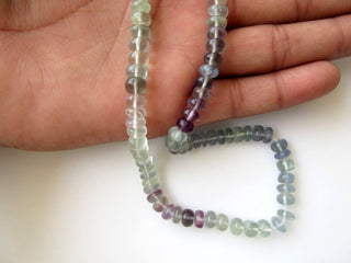 Multi Fluorite Smooth Rondelle Beads, Smooth Green Fluorite Purple Fluorite Loose Beads, 6.5-7mm Beads, 17 Inch Strand, GDS609