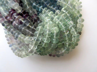 Multi Fluorite Smooth Rondelle Beads, Smooth Green Fluorite Purple Fluorite Loose Beads, 6.5-7mm Beads, 17 Inch Strand, GDS609