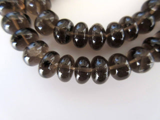 Smoky Quartz Rondelle Beads, Smooth Smoky Quartz Beads, 7-12mm Each, 18 Inch Strand, GDS610