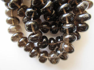 Smoky Quartz Rondelle Beads, Smooth Smoky Quartz Beads, 7-12mm Each, 18 Inch Strand, GDS610