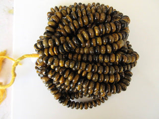 Tiger Eye Rondelle Beads, Smooth Tiger Eye Beads, 11mm Each, 17 Inch Strand, GDS611