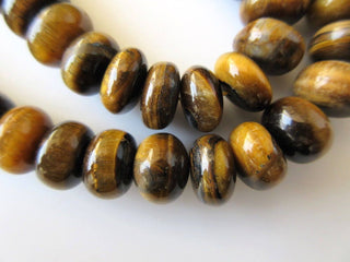 Tiger Eye Rondelle Beads, Smooth Tiger Eye Beads, 11mm Each, 17 Inch Strand, GDS611