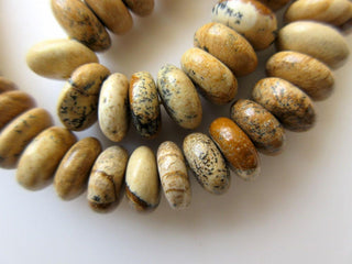 Picture Jasper Rondelle Beads, Smooth Picture Jasper Beads, 10mm Each, 18 Inch Strand, GDS613