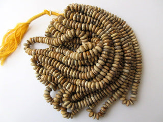 Picture Jasper Rondelle Beads, Smooth Picture Jasper Beads, 10mm Each, 18 Inch Strand, GDS613