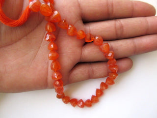 Carnelian Faceted Trillion Shaped Beads, Triangle Shaped Carnelian Faceted Beads, 9mm Each, 10 Inch Strand, GDS622