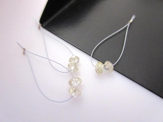 2 Pieces 3.7mm Rare Very Light Clear Yellow Diamond Faceted Rondelle Beads, Yellow diamond Beads, Dds481/3