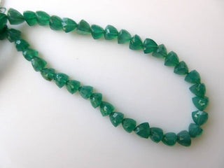 Green Onyx Faceted Trillion Beads, Trillion Shaped Green Onyx Faceted Beads, 7mm Each, 10 Inch Strand, GDS624