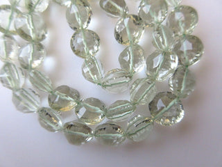Green Amethyst Concave Cut Beads, Concave Cut Round Green Amethyst Beads, 9mm Each, 18 Inch Strand, GDS635