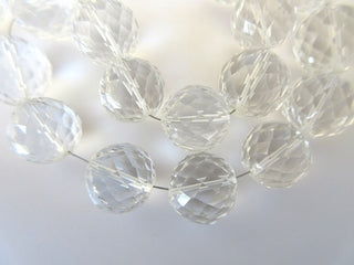 Natural Quartz Crystal Beads, Faceted Round Gemstone Crystal Beads, 12mm Each, 11 Inch Strand, GDS636