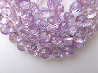 10mm Pink Amethyst Round Concave Cut Beads, Concave Cut Faceted Round Pink Amethyst Beads, 18 Inch Strand, GDS639