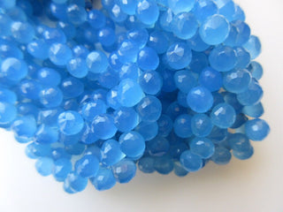 Blue Chalcedony Faceted Onion Briolette Beads, Faceted Onion Shaped Blue Chalcedony Beads, 7mm Each, 7.5 Inch Strand, GDS641