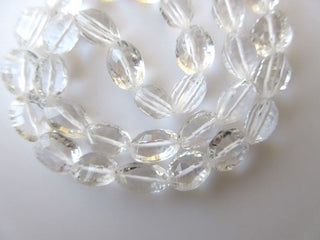 Quartz Crystal Faceted Concave Cut Oval Beads, Faceted Concave Cut Oval Shaped Quartz Crystal Beads, 12mm Each, 15 Inch Strand, GDS646