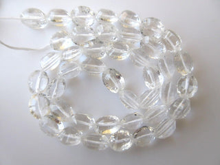 Quartz Crystal Faceted Concave Cut Oval Beads, Faceted Concave Cut Oval Shaped Quartz Crystal Beads, 12mm Each, 15 Inch Strand, GDS646