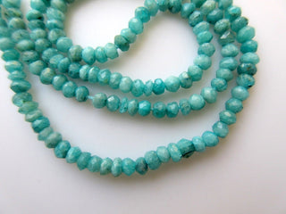 Amazonite Rondelle Beads, 3mm Faceted Amazonite Rondelle Beads, Gemstone Beads, 3.5mm Beads, 12 Inch Strand, GDS647