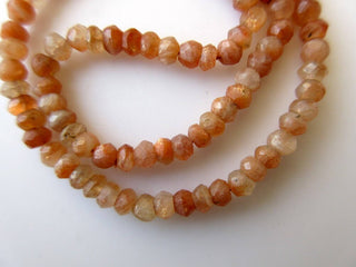 Sunstone Rondelle Beads, Faceted Rondelle Beads, 4mm Gemstone Beads, 13 Inch Strand, GDS648