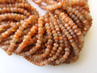 Sunstone Rondelle Beads, Faceted Rondelle Beads, 4mm Gemstone Beads, 13 Inch Strand, GDS648