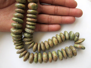 Unakite Plain Rondelle Beads, Unakite Smooth Rondelle Button Beads, 12mm to 23mm Beads, 16 Inch Strand, GDS653