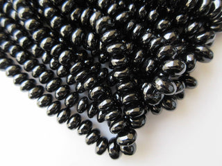 Black Spinel Rondelle Beads Smooth Rondelle Spinel Beads 5mm to 10mm Beads 16 Inch Strand GDS656