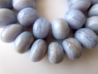 17mm Huge Lace Agate Rondelle Beads, Smooth Light Blue Lace Agate Beads, 13 Inch Strand, GDS663