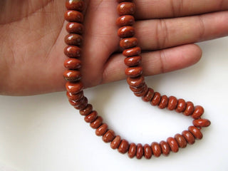 10mm Red Jasper Rondelle Beads, Smooth Rondelle Beads, 18 Inch Strand, GDS664