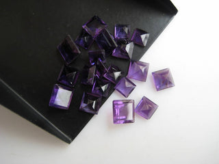 20 Pieces 5mm to 7mm Natural Amethyst Princess Cut Faceted Loose Gemstones BB394