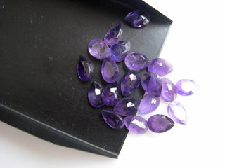 5 Pieces 10x7mm Each Natural Amethyst Pear Shaped Faceted Loose Cut Gemstones BB419