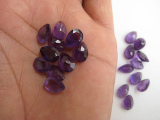 5 Pieces 10x7mm Each Natural Amethyst Pear Shaped Faceted Loose Cut Gemstones BB419