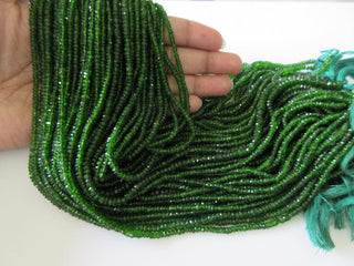 3mm Green Chrome Tourmaline Faceted Rondelle Beads, Faceted Chrome Dravite Green Tourmaline, 13 Inch Strand, GDS681