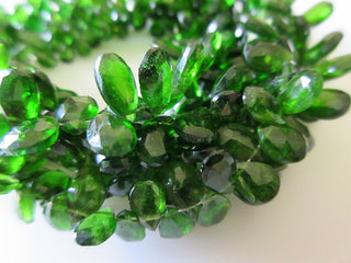 Green Chrome Tourmaline Faceted Pear Beads Faceted Chrome Dravite Green Tourmaline 7mm To 10mm 9 Inch Strand GDS682
