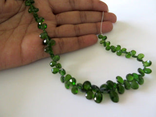 Green Chrome Tourmaline Faceted Pear Beads Faceted Chrome Dravite Green Tourmaline 7mm To 10mm 9 Inch Strand GDS682
