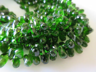 AAA Green Chrome Tourmaline Faceted Tear Drop Beads, Chrome Dravite Green Tourmaline Beads, 4x6mm, 7 Inch Strand, GDS684
