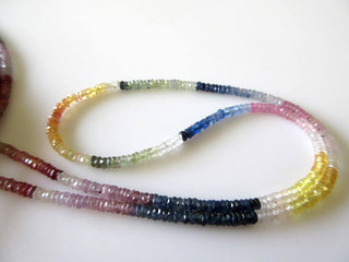 3mm Multi Sapphire Faceted Tyre Rondelle Beads, Blue Sapphire Yellow Sapphire Pink Sapphire Beads, 17 Inch, GDS686