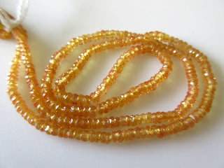 Yellow Orange Sapphire Faceted Rondelle Beads, 2.5mm To 3.5mm Yellow Sapphire Beads, 17 Inch Strand, Sapphire Rondelle, GDS689