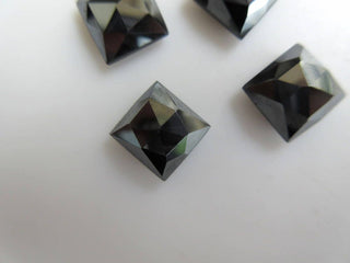 10 Pieces 10x10mm Natural Hematite Princess Shaped Rose Cut Faceted Flat Back Loose Cabochons BB443