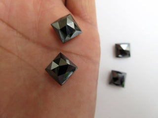 10 Pieces 10x10mm Natural Hematite Princess Shaped Rose Cut Faceted Flat Back Loose Cabochons BB443