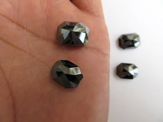 6 Pieces 15x10mm Natural Hematite Emerald Cut Rose Cut Faceted Flat Back Loose Cabochons BB448