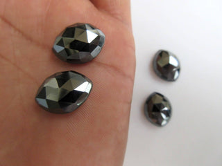 6 Pieces 16x12mm Natural Hematite Marquise Shaped Rose cut Faceted Flat Back Loose Cabochons BB451