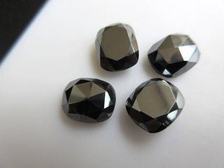 6 Pieces 12x10x5mm Natural Hematite Cushion Shaped Faceted Flat Back Loose Cabochons BB455