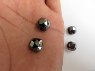 10 Pieces 10x10mm Natural Hematite Cushion Shaped Rose Cut Faceted Flat Back Loose Cabochons BB457