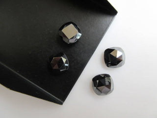 10 Pieces 10x10mm Natural Hematite Cushion Shaped Rose Cut Faceted Flat Back Loose Cabochons BB457