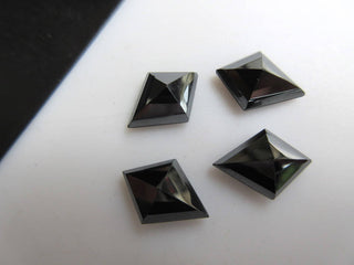 10 Pieces 16x12mm Natural Hematite Fancy Kite Shaped Faceted Rose Cut Flat Back Loose Cabochons BB463