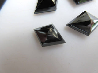 10 Pieces 16x12mm Natural Hematite Fancy Kite Shaped Faceted Rose Cut Flat Back Loose Cabochons BB463