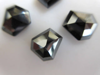 10 Pieces 10x10mm approx. Natural Hematite Fancy Shaped Rose Cut Cabochons Faceted Flat Back Loose Gemstone BB450