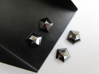 10 Pieces 11x11mm Each Natural Hematite Rose Cut Shield Shaped Faceted Flat Back Loose Gemstone BB464