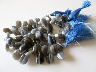 AAA Natural Blue Grey Bi Color Opal Faceted Pear Shaped Briolette Beads, 15mm Approx, Sold As 4 Inch Strand/8 Inch Strand, GDS691