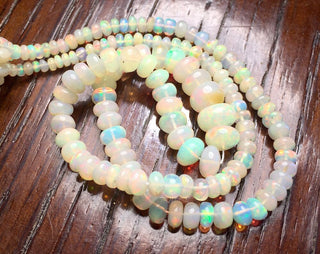 Natural Ethiopian Welo Opal Rondelle Beads, Ethiopian Opal, 16 Inch Opal Smooth Rondelles, 3mm To 8mm Each Not Enhanced, DDS699