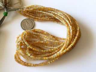 Tiny 3mm To 4mm Smooth Ethiopian Welo Opal Rondelle Beads, 17 Inch Natural Not Enhanced Opal Smooth Rondelles, GDS701