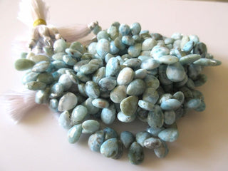 New Addition Natural Larimar Faceted Pear Shaped Briolette Beads, Larimar Jewelry, Larimar Stone, 10mm To 11mm, 8 Inch Strand, GDS706