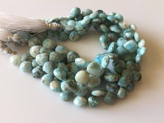 8mm To 9mm Natural Larimar Faceted Heart Shaped Briolette Beads, Larimar Jewelry, Larimar Stone, 8 Inch Strand, GDS711
