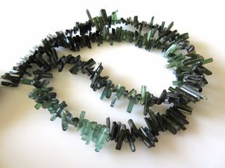 9-12mm or 5-9mm Beautiful Raw Green Tourmaline Sticks Natural Crystals 16 Inch Strand GDS712